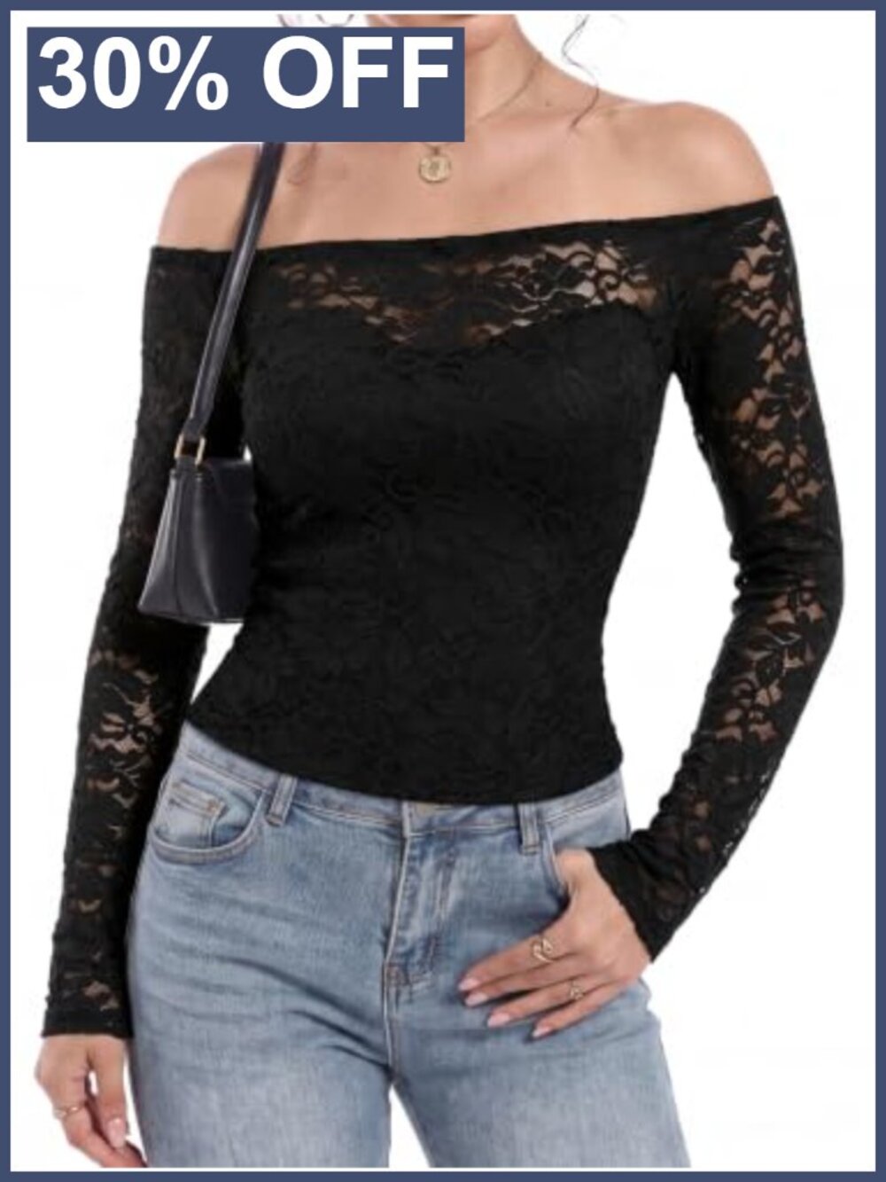 Off Shoulder Lace Top Long Sleeve Y2K Going Out Slim Fit Tunic Blouse